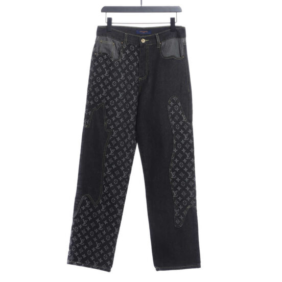 L's co-branded NIGO patchwork contrasting denim trousers