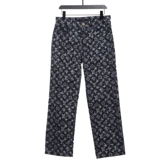 LV painted all over print tie dye denim trousers