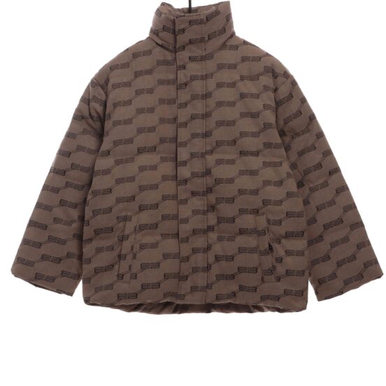 BB Monogram Puffer in beige and brown outerwear fabric