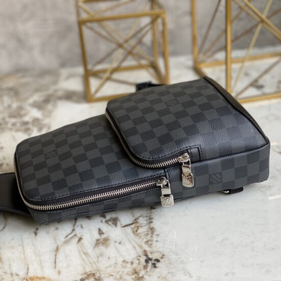 LV Bag top original black grid chest bag waist bag